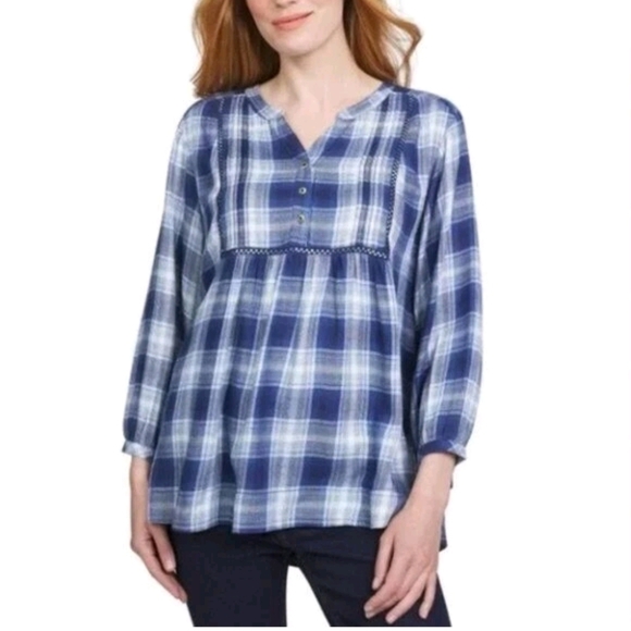 NWT Wrangler Blouse Top / Blue Plaid / Womens / XL - Picture 1 of 4